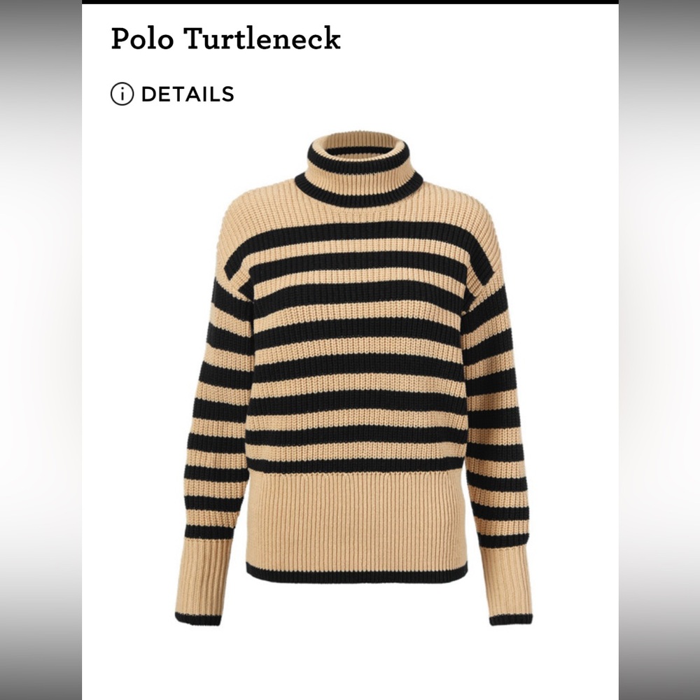 CAbi Polo Striped Black and Tan Women's Sweater
